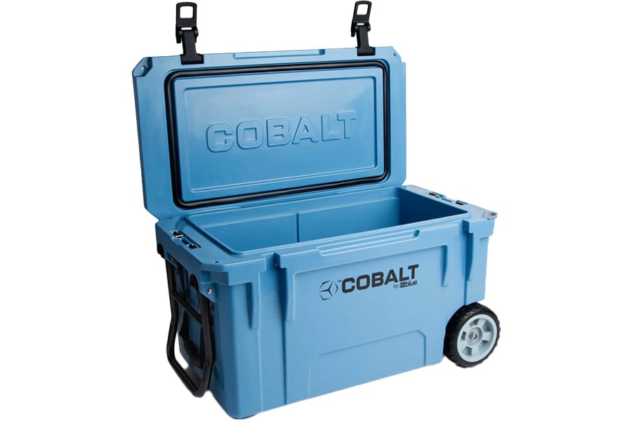 CADDIS 55 Quart Wheeled Roto Molded Super Cooler Blue